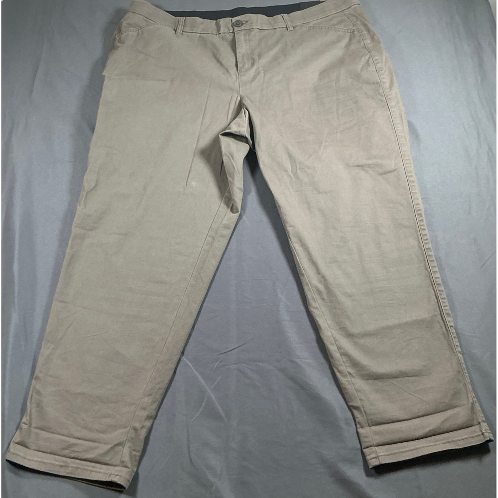 Lane Bryant Boyfriend Khaki Pants No-Gap Elastic Waist Tan Size 22 NWT